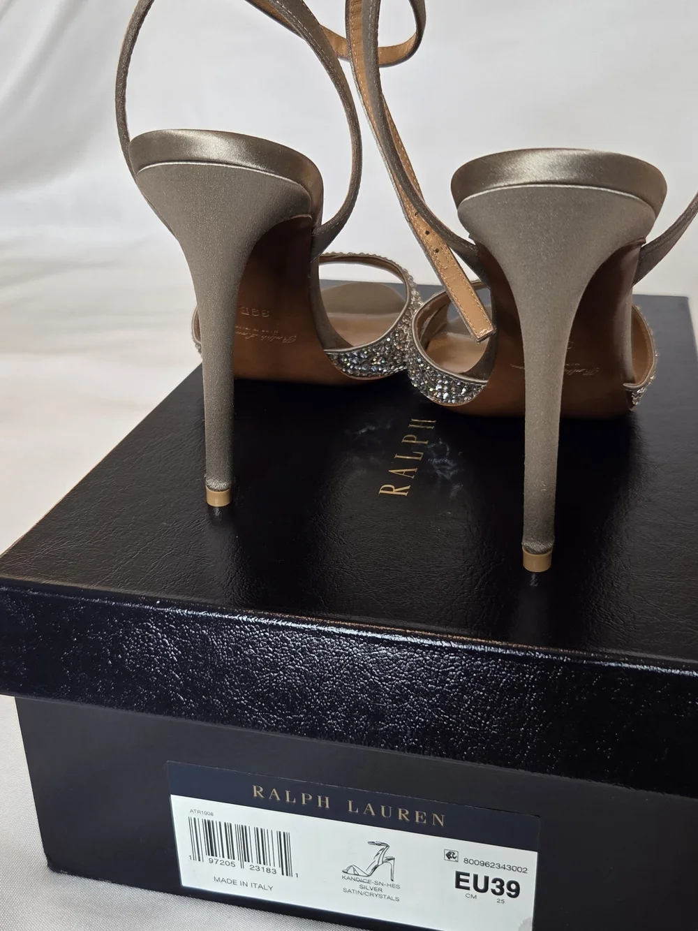 Ralph Lauren Silver Crystal Ankle-Strap Sandals - Picture 5 of 10